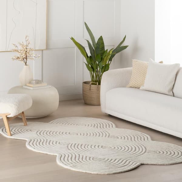 Indira Grooved Arc Ivory 9 ft. x 12 ft. Indoor Area Rug