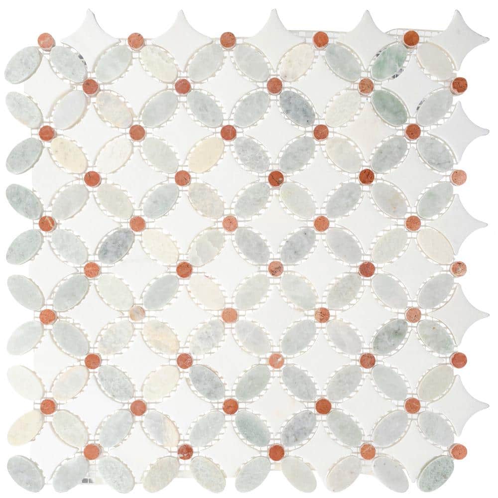 Livmor Chevron 11 in. x 11.37 in. Polished Dora Gray Stone Mosaic Tile Samp
