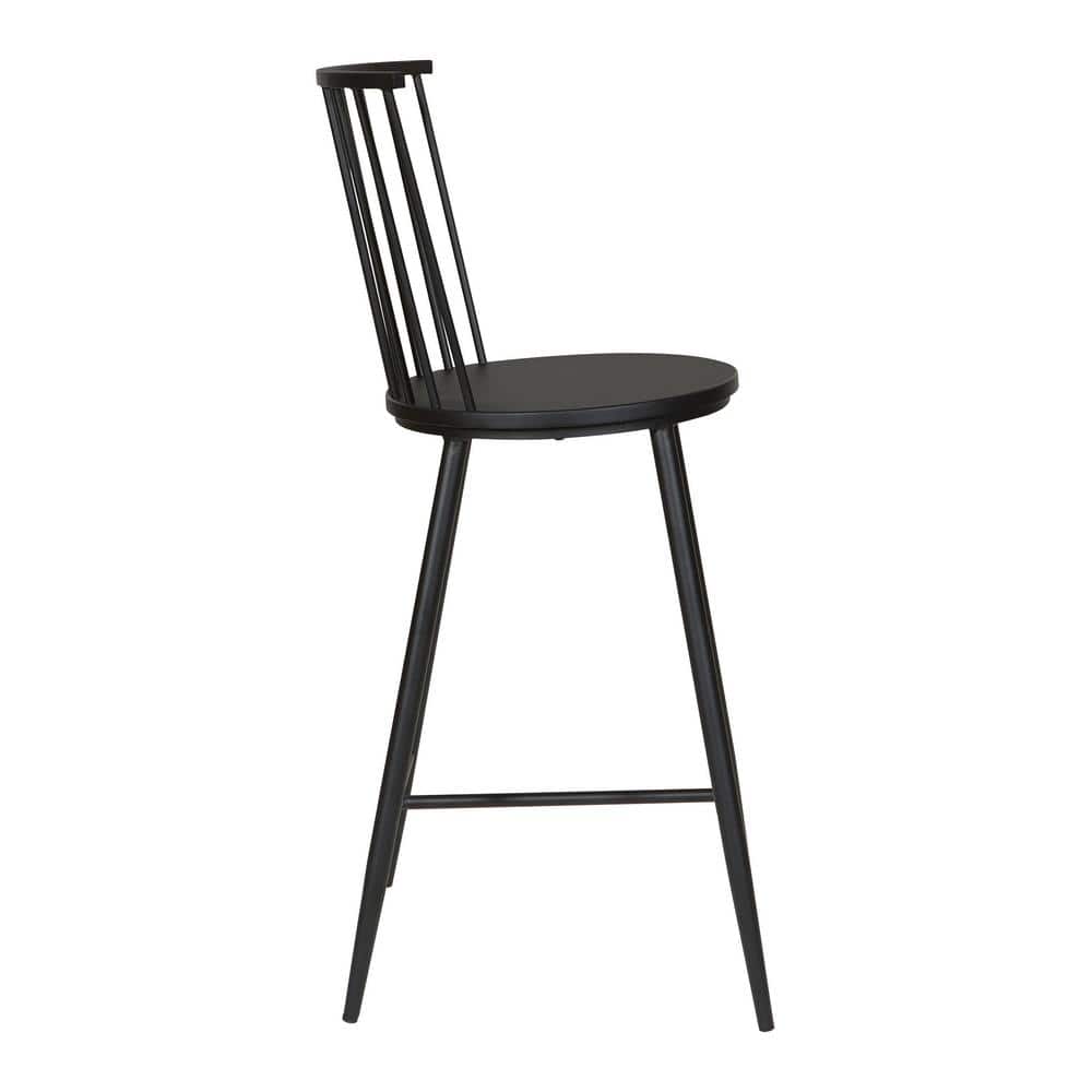 Bryce 26" Sleek Black Metal and Wood Counter Stool