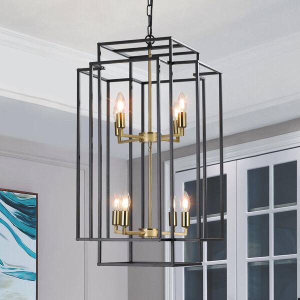 chandelier シェルフ Jushua Modern 18 in. 8-Light Gold Geometric Pendant Chandelier