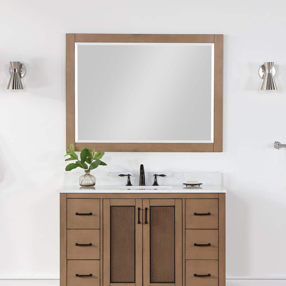 Ivy 48" Brown Pine Rectangular Wall Mirror