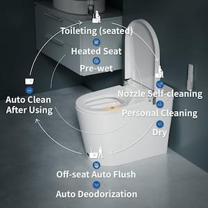 Elongated Electric Smart Bidet Toilet 1.28GPF in White with Foot Sensor, Wider Seat, Auto/Backup Flush, Warm Water Bidet