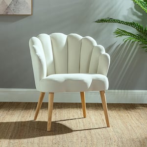 Flora Ivory Velvet Barrel Chair with Tufted Cushions (Set of 1)