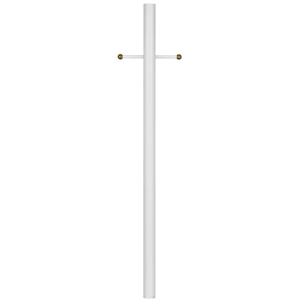 80 in. x 3 in. Traditional Outdoor White Lamp Post with Cross Arm for Drive