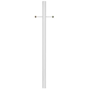 80 in. x 3 in. Traditional Outdoor White Lamp Post with Cross Arm for Driveways and Porches