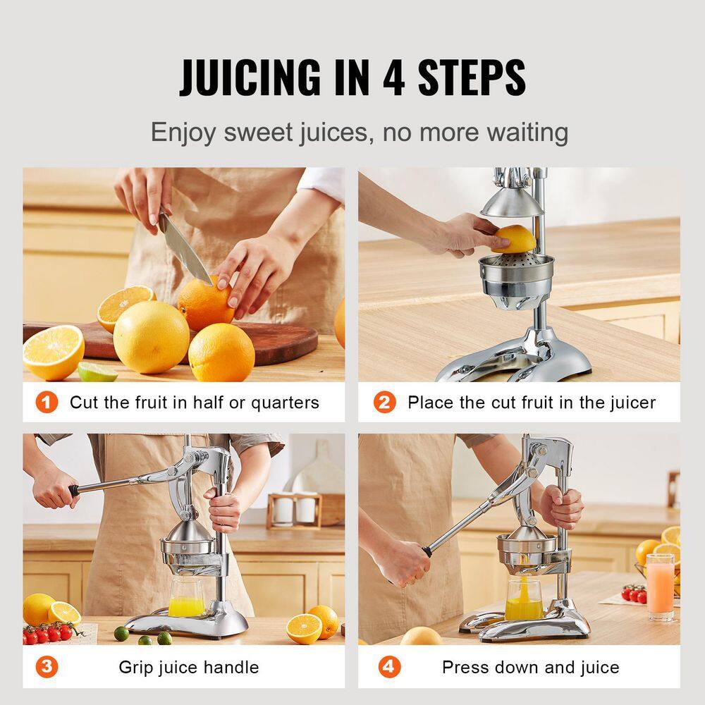 Stainless Steel Manual Citrus Juicer with Ergonomic Handle