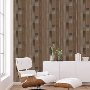 TexStyle Brown and Grey Agen Stripe Metallic Non-Pasted on Non-Woven Paper Wallpaper Roll