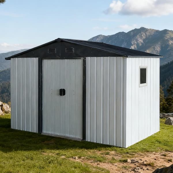 8 ft. x 4 ft. Metal Shed with Double Door and Window (32 sq. ft. )