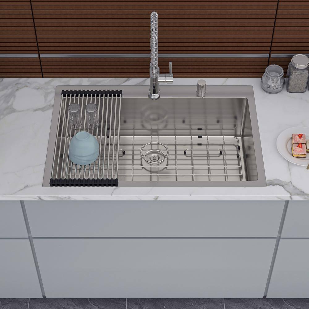33'' Single Bowl Stainless Steel Drop-In Kitchen Sink