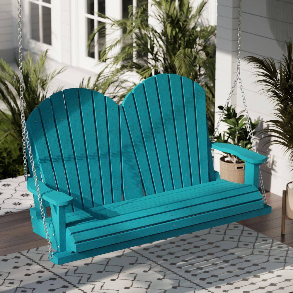 Aruba Blue HDPE 2-Person Outdoor Porch Swing