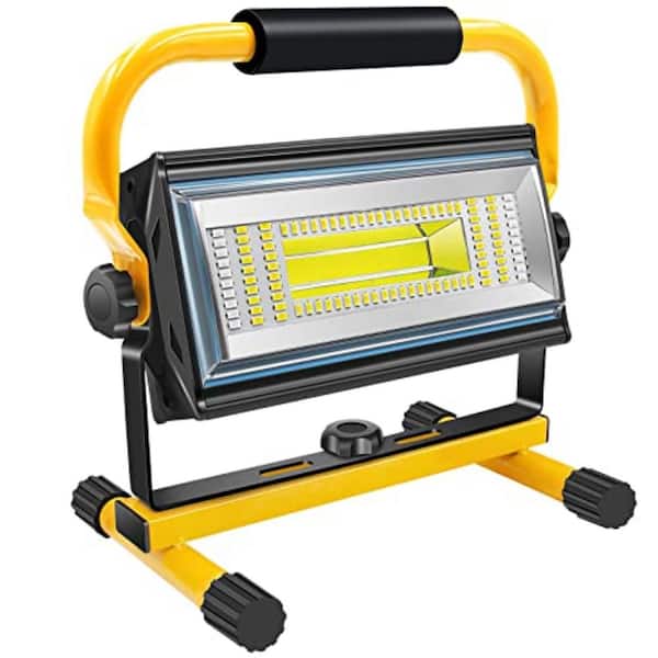 100-Watt Rechargeable 5-Volt 7000 Lumen COB LED Portable Work Light with Stand Adjustable Dimmable Flood Light