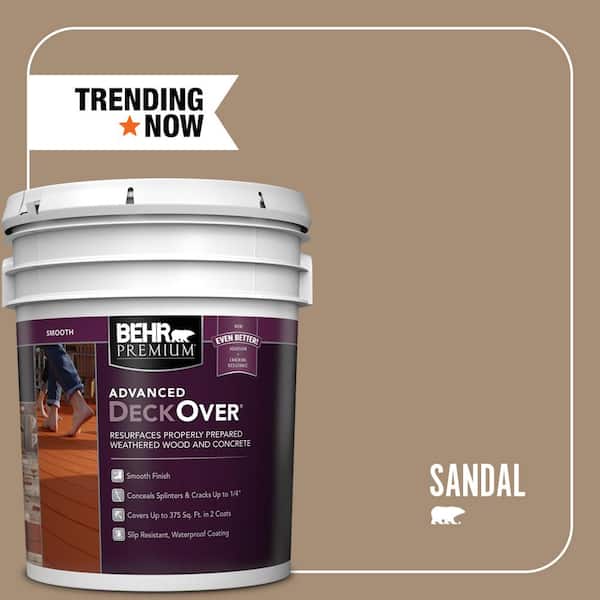 BEHR Premium Advanced DeckOver 5 gal. #SC-121 Sandal Smooth Solid Color Exterior Wood and Concrete Coating
