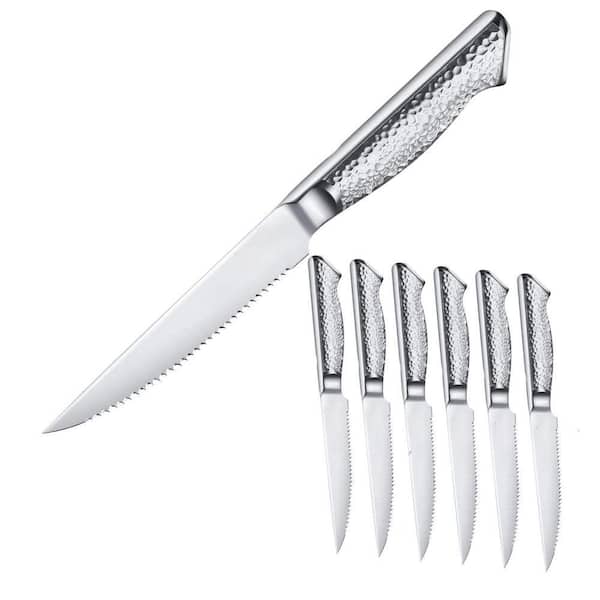 4.5 in. Stainless Steel Partial Tang Serrated Steak Knife with Anti-Slip Handle, Dishwasher Safe (Set of 6)