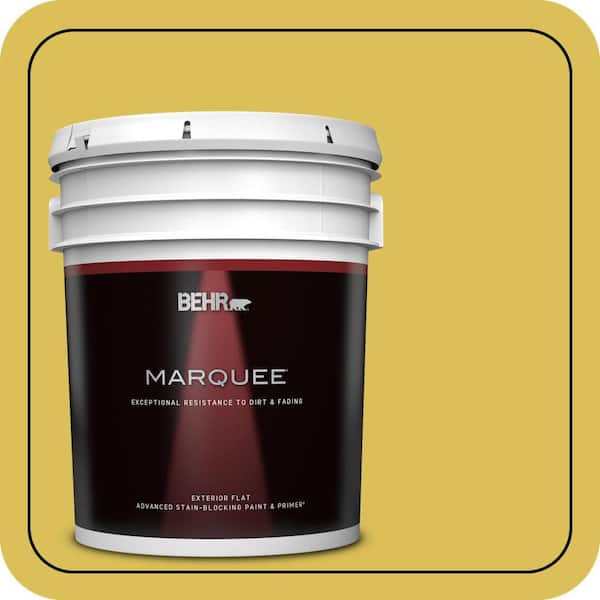 BEHR MARQUEE 5 gal. #P320-6 Sulfur Yellow Flat Exterior Paint & Primer