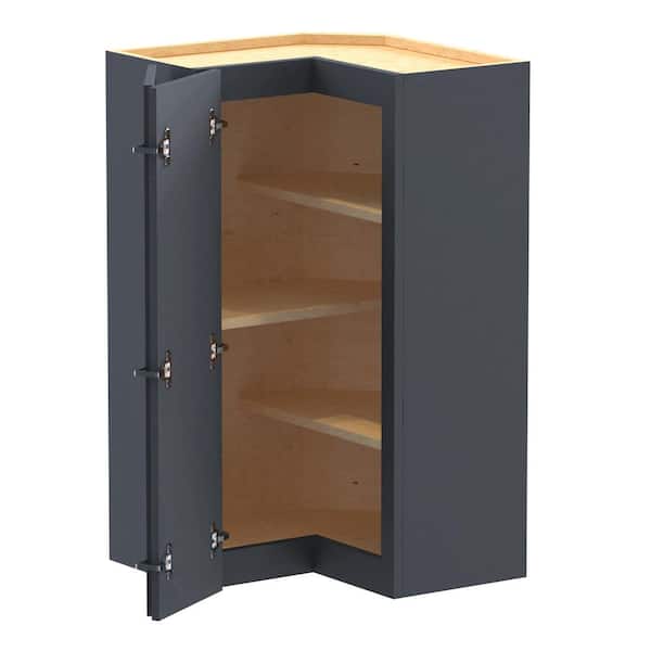 Home Decorators Collection Grayson 21 in. W x 12 in. D x 36 in. H Assembled Plywood Corner Wall Kitchen Cabinet in Deep Onyx with Shelves