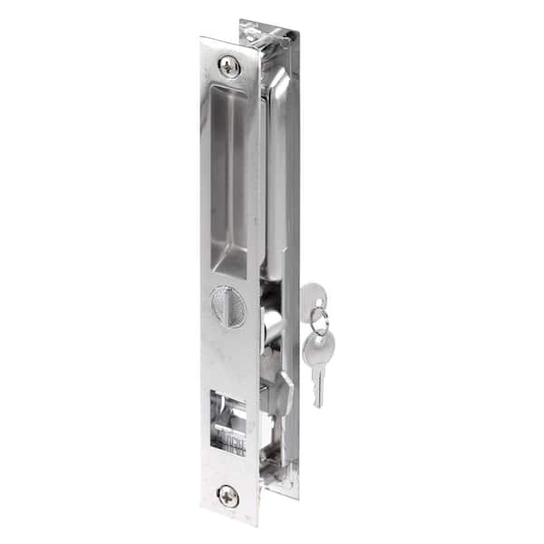 Prime-Line Keyed Sliding Door Flush Latch Handle Set, 6-5/8 in., Diecast Construction, Chrome Plated