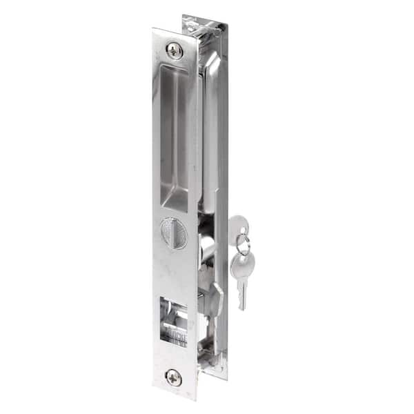 Prime-Line Chrome Plated Flush Locking, Keyed, Door Handle Set