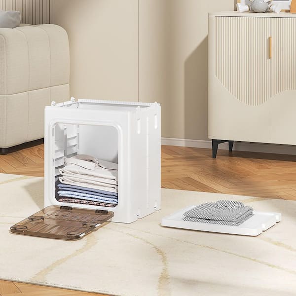 VECELO 3-Piece Stackable Storage Cabinet Set with Clear Doors and