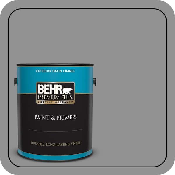 BEHR PREMIUM PLUS 1 gal. #N520-4 Cool Ashes Satin Enamel Exterior Paint & Primer