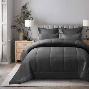 3-Piece Gray All Season Alternative Comforter Ultra Soft 100% Microfiber Polyester King Duvet Insert