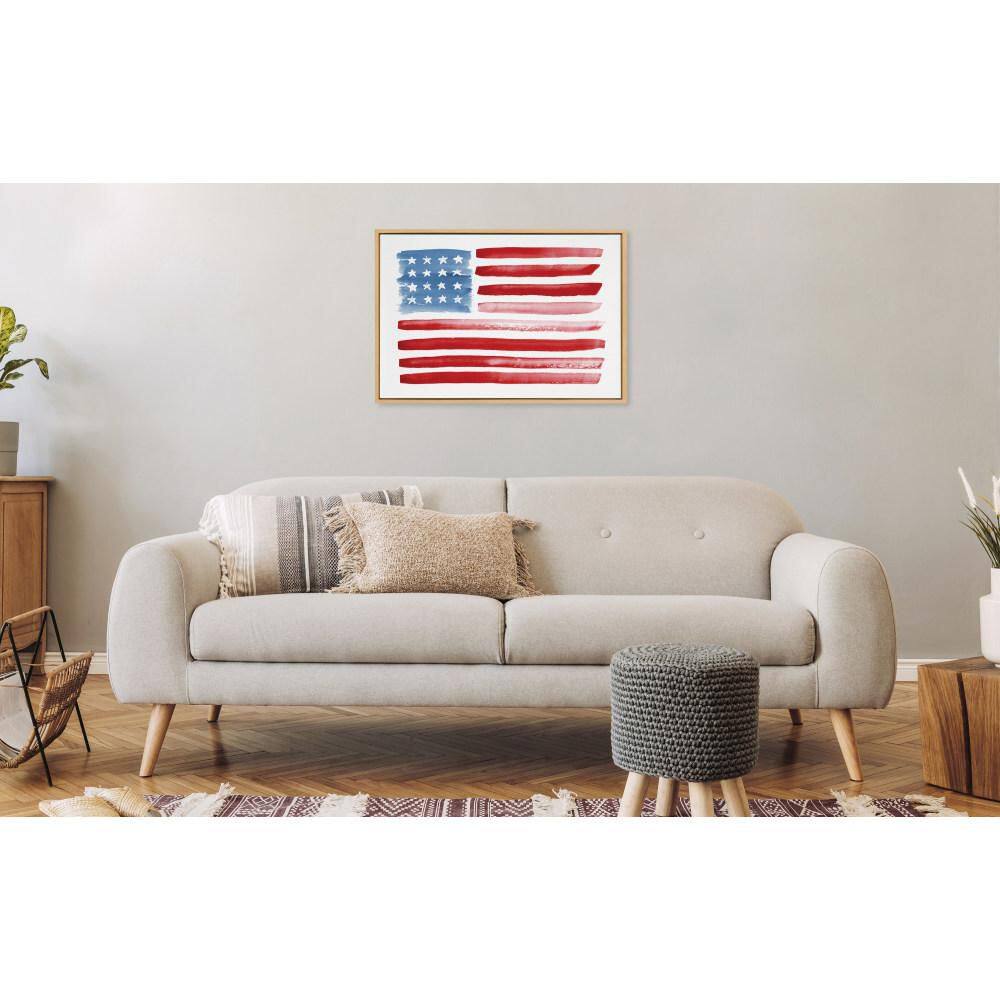 Natural Framed American Flag Canvas Print, 23" x 33"