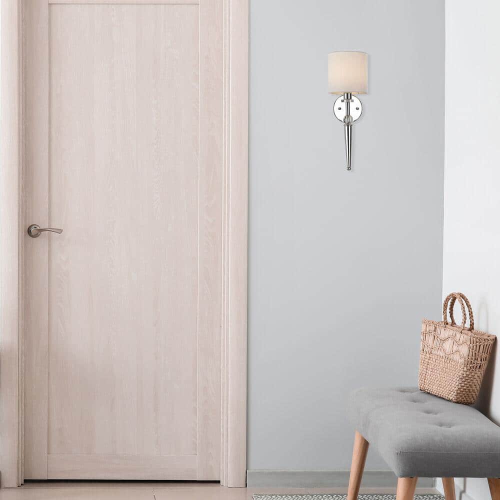 Chrome Wall Sconce with Crystal Accents and Round Shade