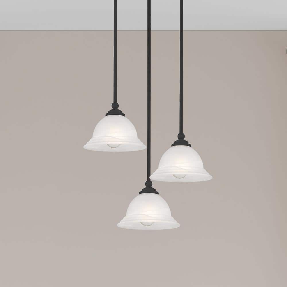 North Port Black Mini Pendant with White Alabaster Glass