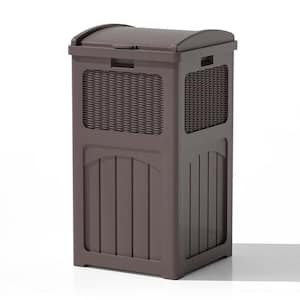 36 gal. Resin Outdoor Trash Can, Plastic Deck Box in Brown