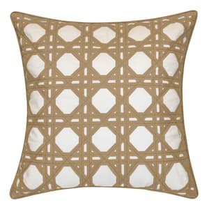 Indoor and Outdoor Rattan Geometric 20 in. x 20 in. Decorative Pillow