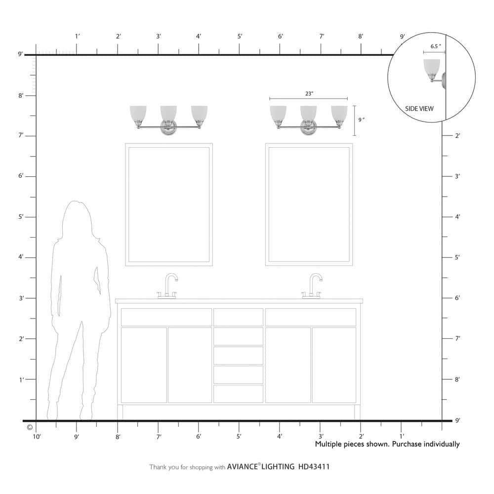 Somerville Polished Brass 3-Light Vanity with Satin Opal White Glass