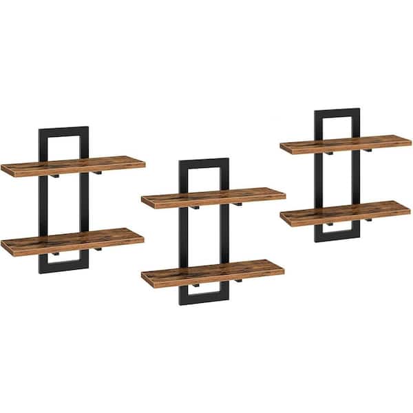 Unbranded 15 in. W x 5.3 in. D Rustic Brown Floating Shelves Decorative Wall Shelf (Set of 3)
