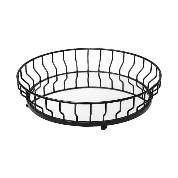 HomeRoots Black Round Metal 20 in. Decorative Serving Tray