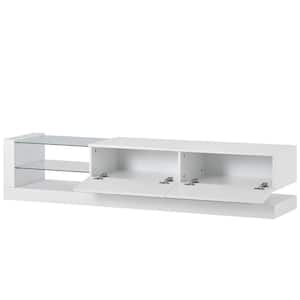 Harper & Bright Designs Stylish 67 in. White TV Stand with Cabints, Drawer  and Shelf Fits TV's up to 75 in. with Color Changing LED Lights LXY010AAK 