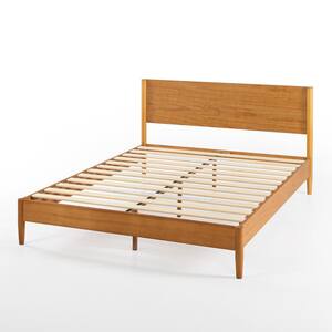 Brown Wood Frame Full Platform Bed