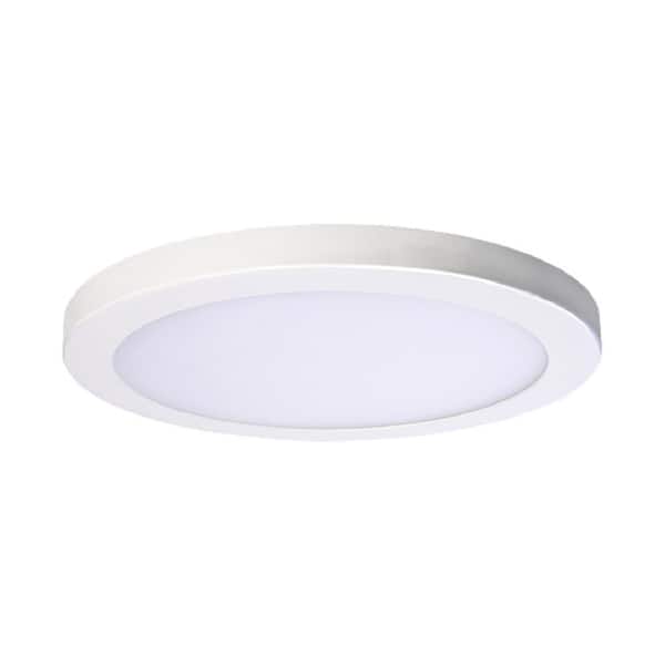 AMAX LIGHTING Round Slim Disk Length 11 in. White New Construction Recessed Integrated LED Trim Kit Round Fixture 3000K Warm White