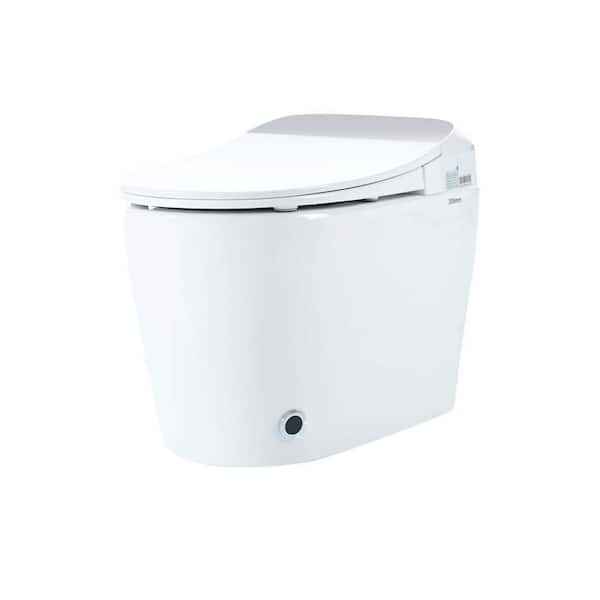 Zewi Elongated Heated Seat Smart Toilet, Auto Flush, Foot Sensor Flush, White Night Light and Knob Control