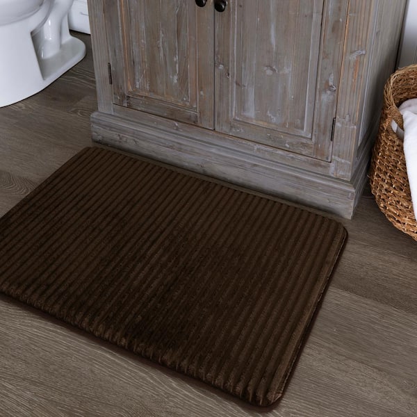 Roswell 17 in. x 24 in. Brown Basket Polyester Machine Washable Bath Mat