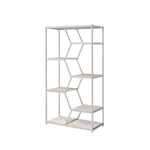 72 in. Chrome Metal 7-shelf Etagere Bookcase with Open Back