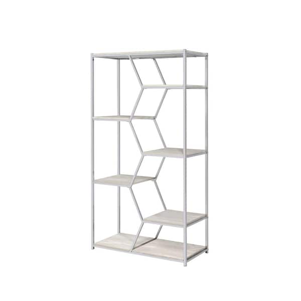Furniture of America 72 in. Chrome Metal 7-shelf Etagere Bookcase with Open Back