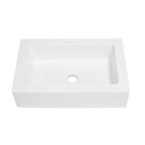 LUXIER Rectangular Bathroom Ceramic Vessel Sink Art Basin in White CS ...