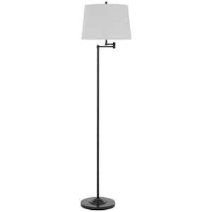 63" Height Dark Bronze Swing Arm Metal Floor Lamp with Fabric Shade