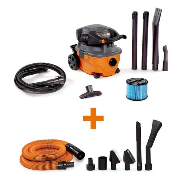 4 Gal. 6.0 Peak HP Shop Vacuum Wet Dry Vac with Detachable Blower, Fine Dust Filter, Hose and Car Cleaning Kit WD4080A