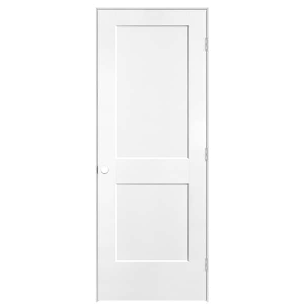 30 in. x 80 in. 2-Panel Logan Left-Hand Solid Core Ultra Pure White Molded Composite Single Prehung Interior Door