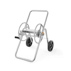 Movable Garden Yard Lawn Hose Reel Cart Outdoor Planting 5/8 in. 175 ft. in Silver