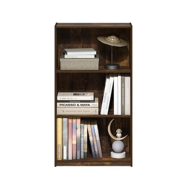 Furinno 39.5 in. Amber Pine Wood 3-shelf Standard Bookcase with