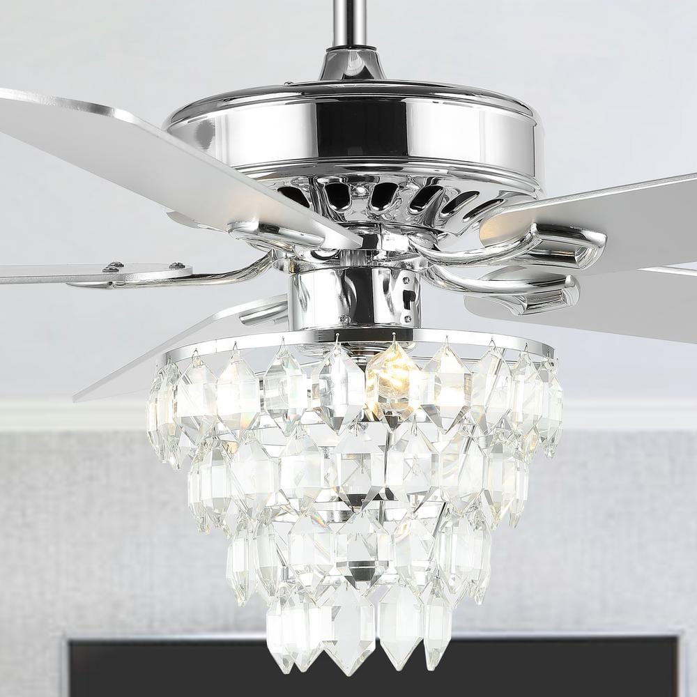 JONATHAN Y Mindy 52 in. 3-Light Glam Modern Crystal Shade