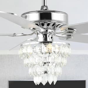 Mindy 52 in. 3-Light Glam Modern Crystal Shade Indoor LED Ceiling Fan with Remote, Chrome