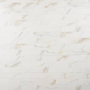Santorini Calacatta White 2.95 in. x 11.81 in. Matte Ceramic Wall Tile (5.38 sq. ft./Case)