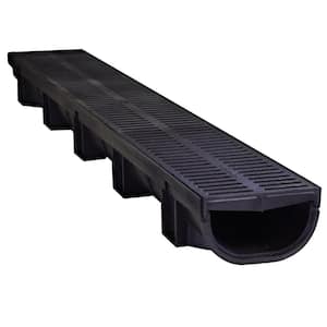 Compact Black 5.4 in. W x 3.2 in. D x 39.4 in. L Trench and Channel Drain Kit (6-Pack)