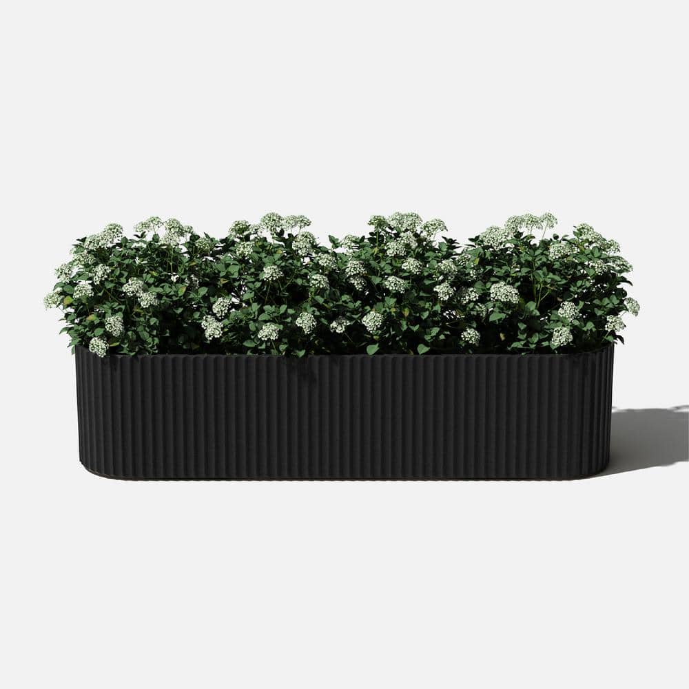 Black 36-inch Plastic-Stone Composite Outdoor Window Box Planter
